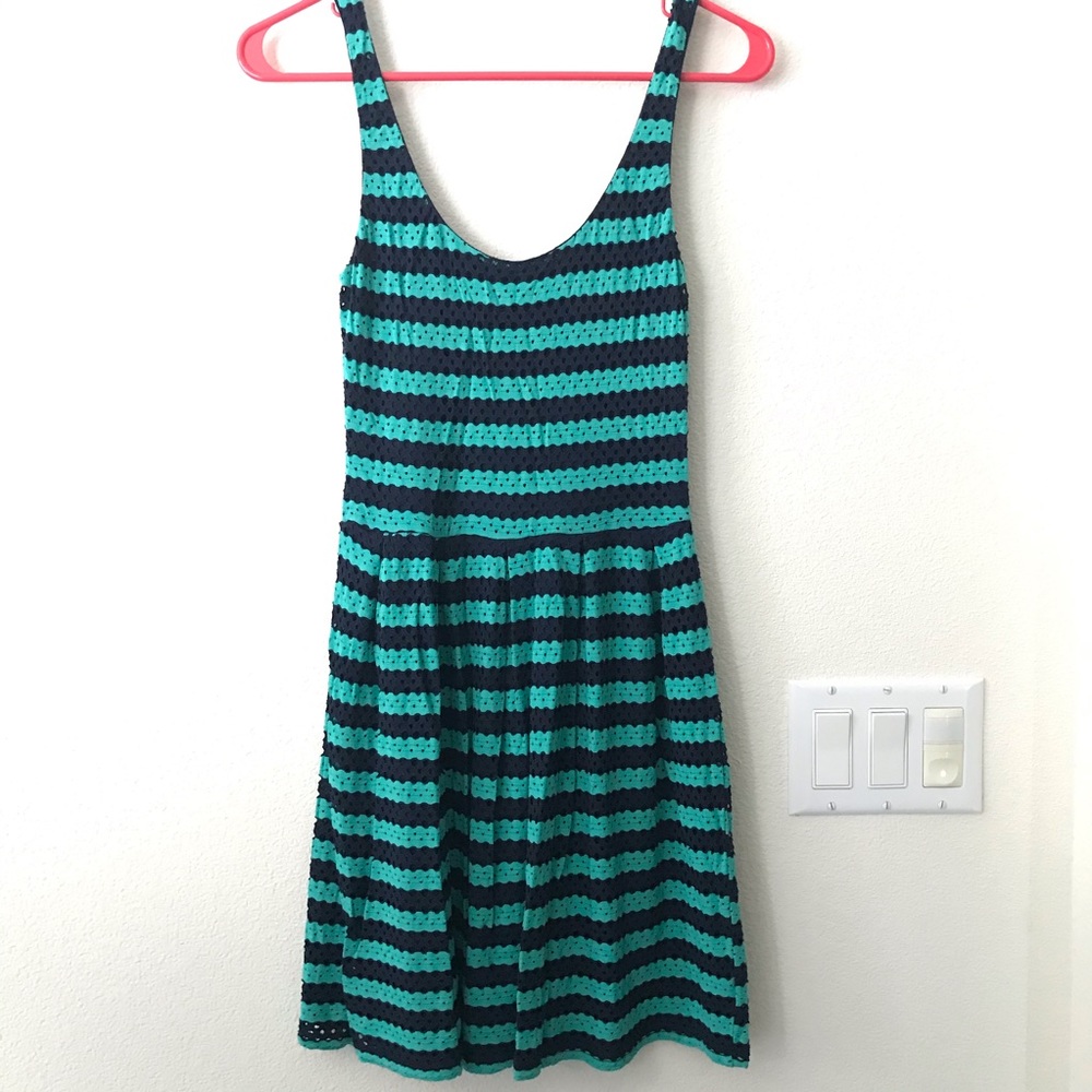ModCloth Blue & Teal Eyelet Stripe Dress! Size S